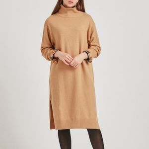 Tan wool dress